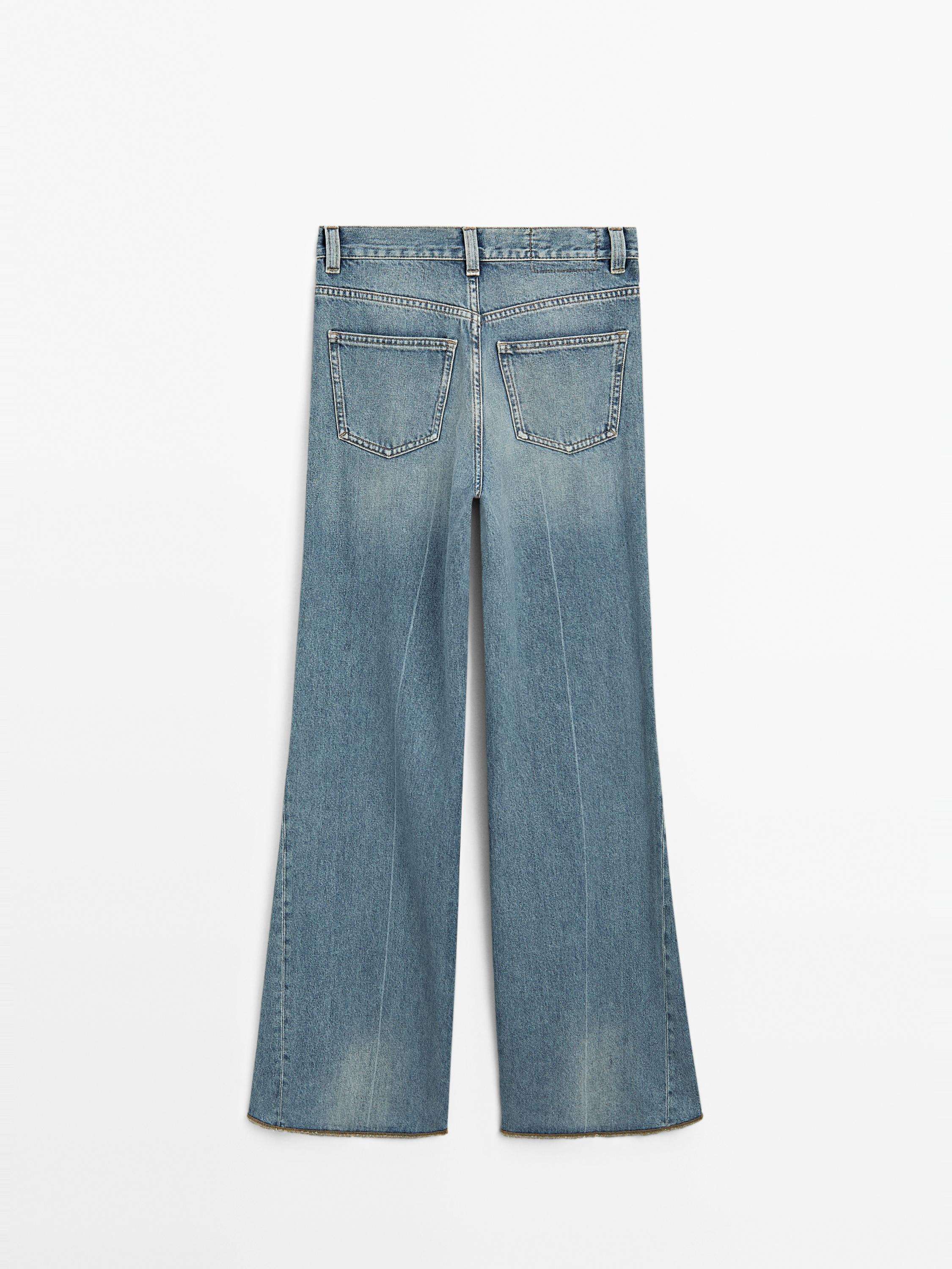Flared high-waist cotton jeans